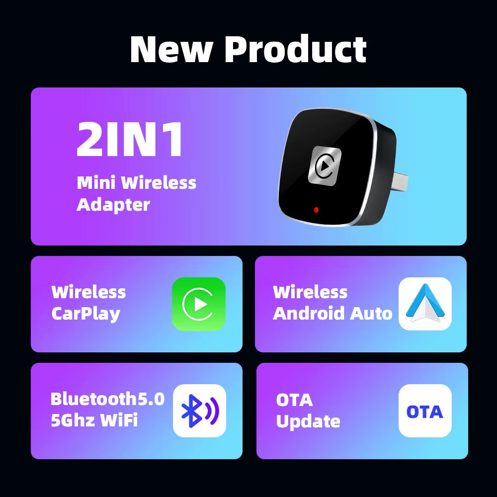 EKIY Mini Portable Auto Electronics Dongle Wireless Carplay Android Auto Universal Car Accessories Wireless Carplay Adapter